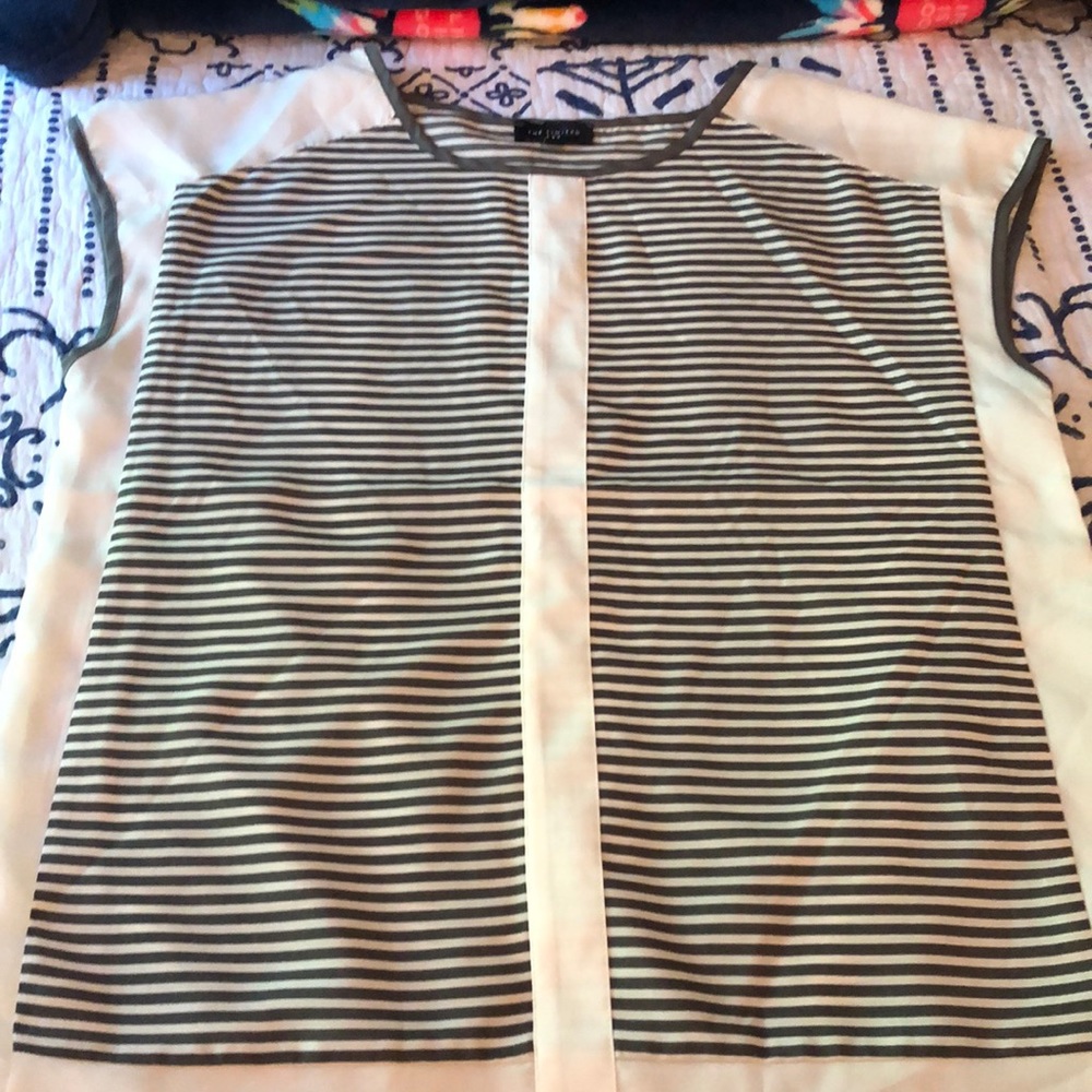 The Limited Silky White And Grey Blouse Top
